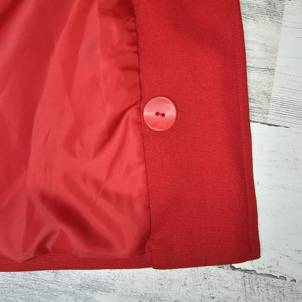 Vintage Erin London Red 100% Silk Blazer Jacket Women's Small Oversized Classic - Picture 13 of 16